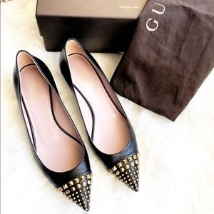 GUCCI MALAGA KID NERO Black Studded Short Heels